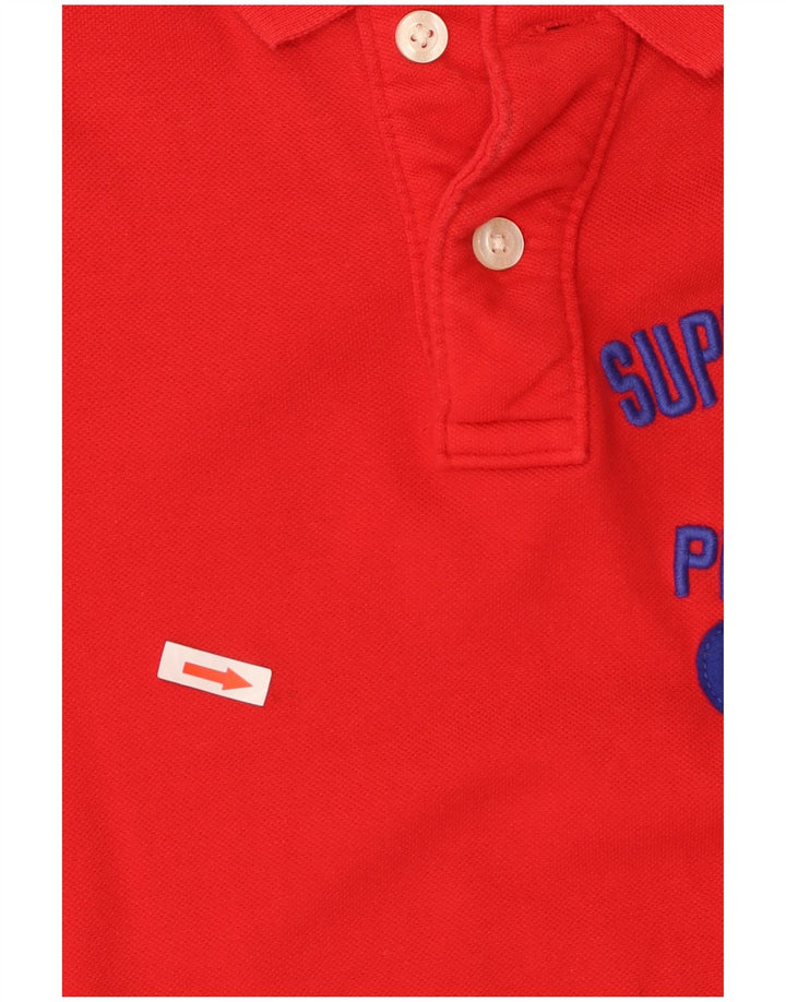 Męska koszulka polo Superdry z grafiką, mała, czerwona, bawełniana