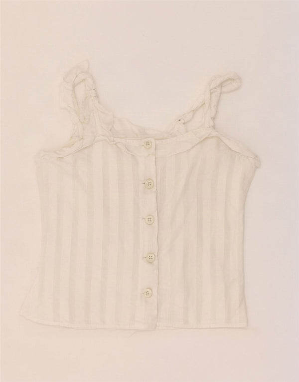 Vintage damski krótki top na ramiączkach UK 4 XS w białe paski