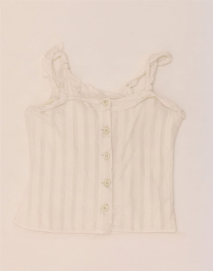 Vintage damski krótki top na ramiączkach UK 4 XS w białe paski
