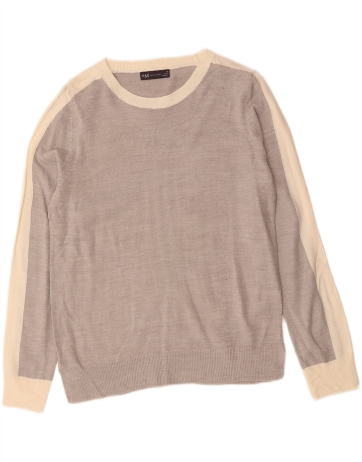 MARKS & SPENCER Damski sweter z dekoltem w łódkę UK 12 Średni szary