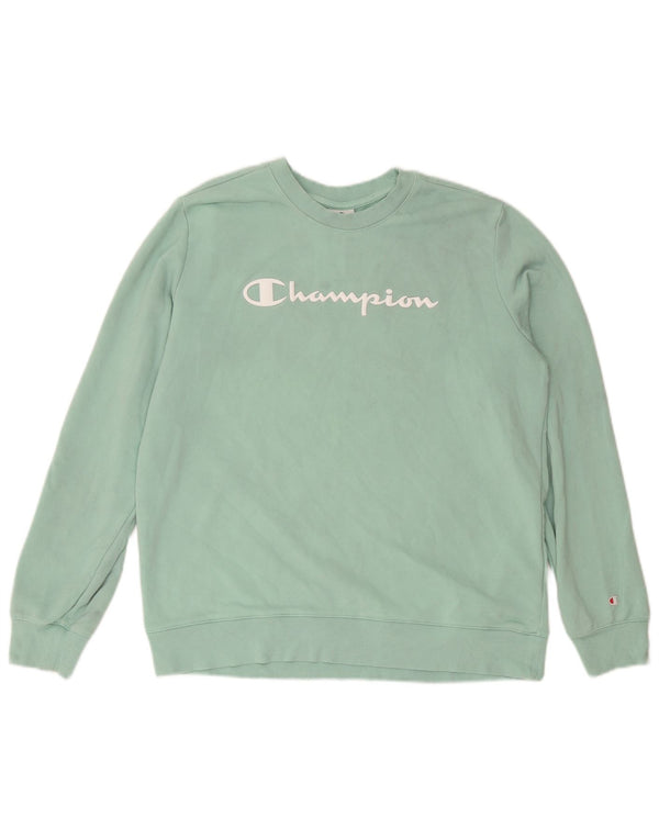 Champion Womens Graphic Sweatshirt Jumper UK 18 XL Turquoise Cotton