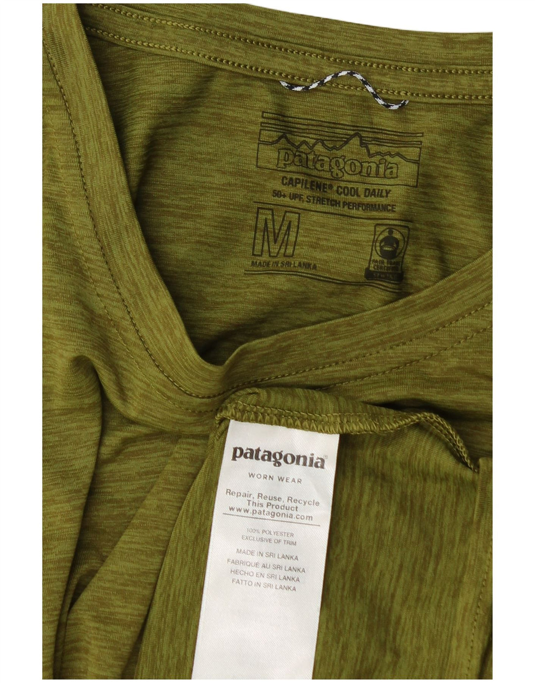 T-shirt męski Patagonia Top, średni, khaki, nakrapiany poliester
