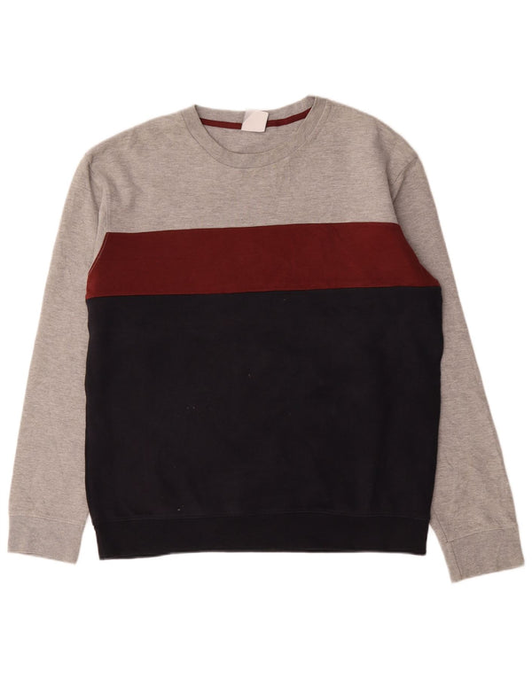 Męski sweter Zara z okrągłym dekoltem XL, wielobarwna, bawełniana w bloki kolorów