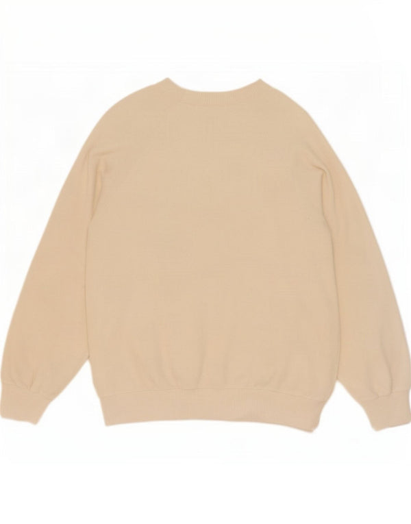 Sweter damski w stylu vintage z dekoltem w łódkę, UK 18 XL, biała bawełna