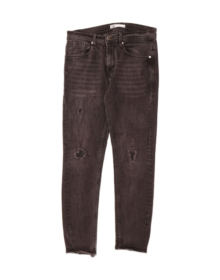 ZARA Mens Distressed Slim Jeans W40 L27 Black Vintage Zara and Second-Hand Zara from Messina Hembry 