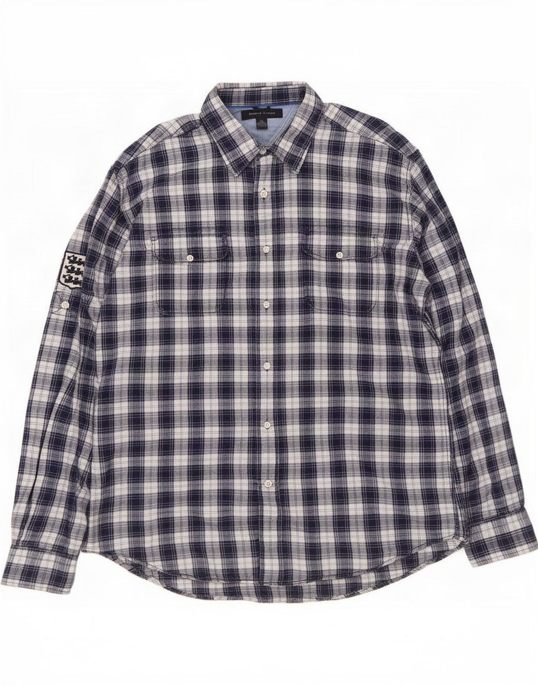 Męska koszula flanelowa Tommy Hilfiger, duża, bawełniana w granatową kratę