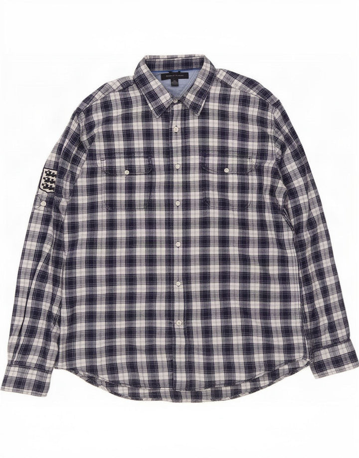 Męska koszula flanelowa Tommy Hilfiger, duża, bawełniana w granatową kratę