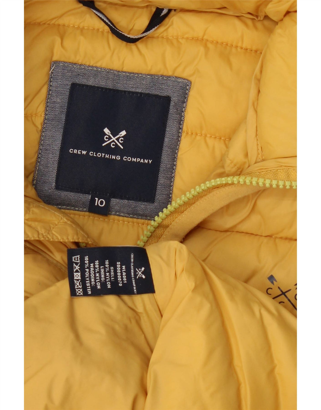 CREW CLOTHING Damska wyściełana kamizelka UK 10, mała, z żółtego nylonu