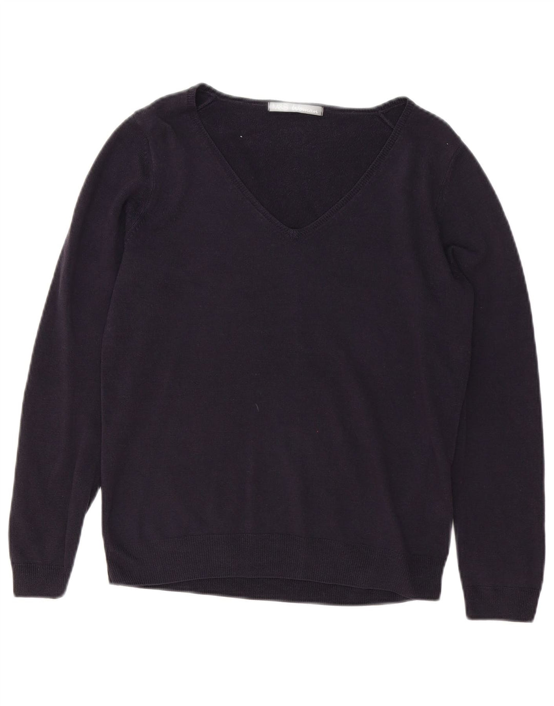 Marks & Spencer Damski sweter z dekoltem w kształcie litery V, UK 12, średni granatowy akryl