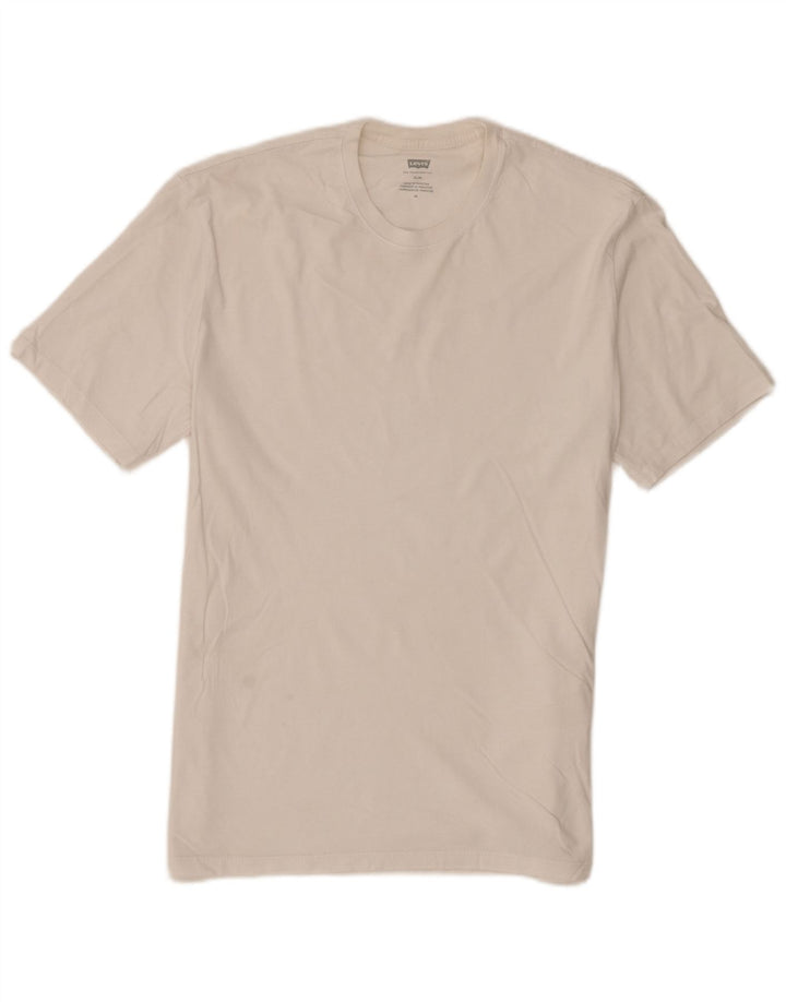 Męski wąski t-shirt Levi's Top, średnia biała bawełna
