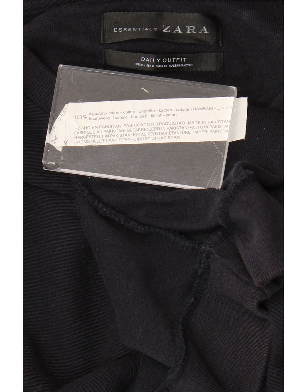 Męski sweter ZARA z okrągłym dekoltem XL, granatowy, bawełniany