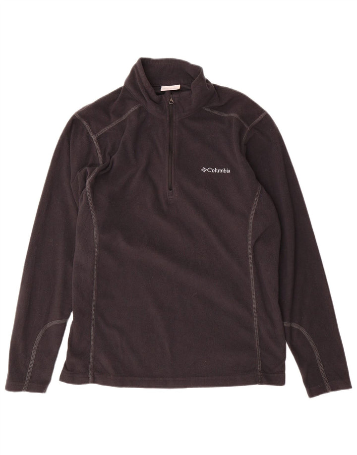 COLUMBIA Mens Zip Neck Fleece Jumper Small Black Polyester