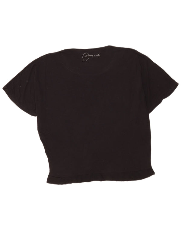 Damska koszulka z grafiką Desigual Top UK 14, duża, czarna w kwiaty