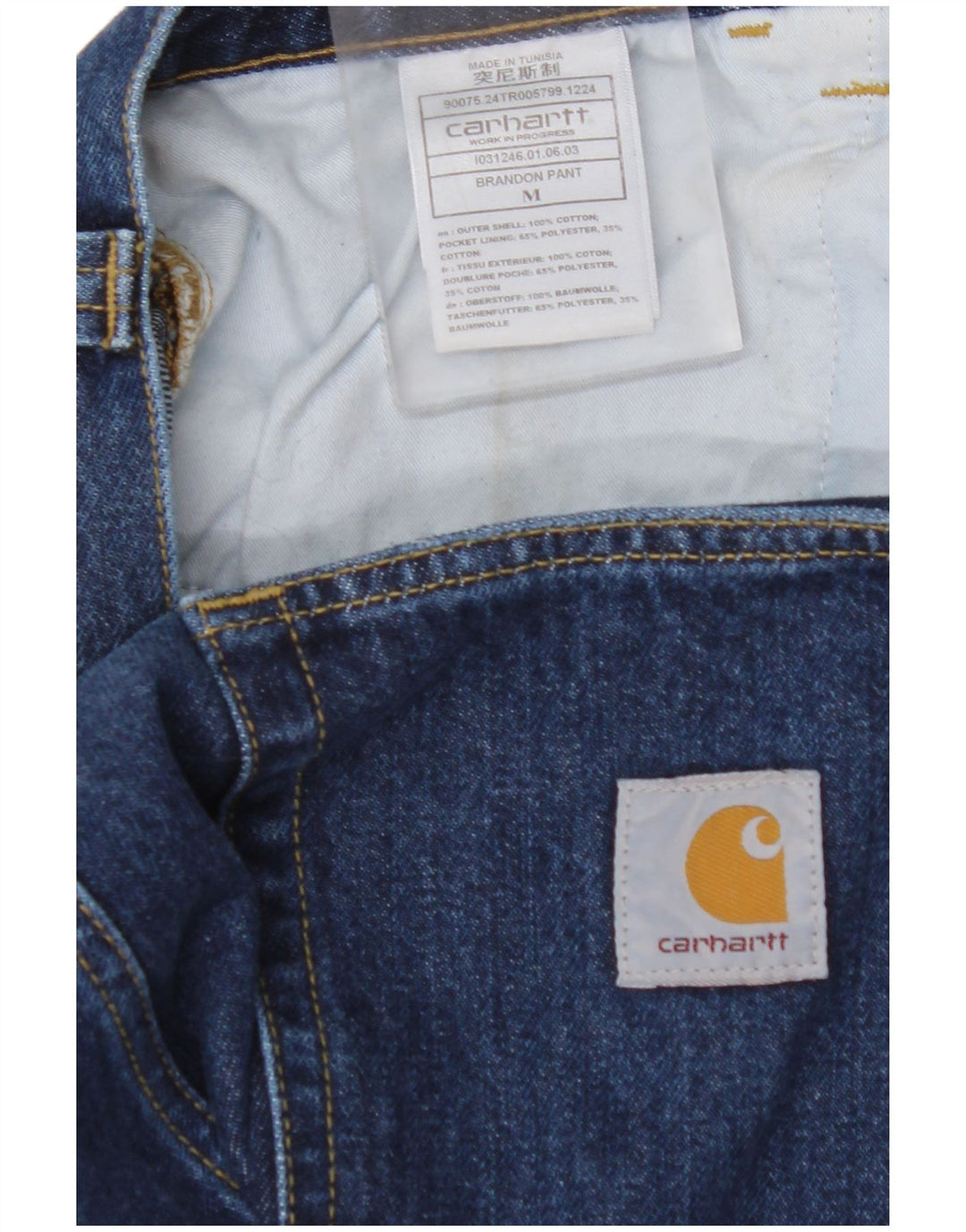 Zwężane jeansy męskie CARHARTT, średnie W36 L29, niebieskie, bawełniane