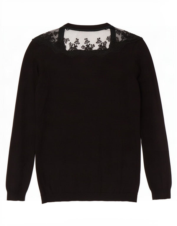 Sweter damski Zara UK 12, średni czarny, kwiatowy, wiskoza