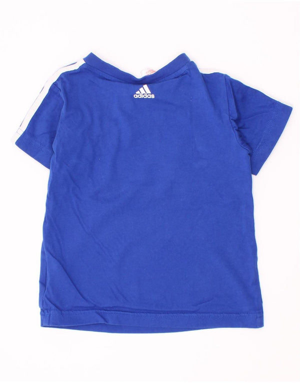 Koszulka Adidas Baby Boys z grafiką Top 9-12 miesięcy, niebieska bawełna z blokami kolorów