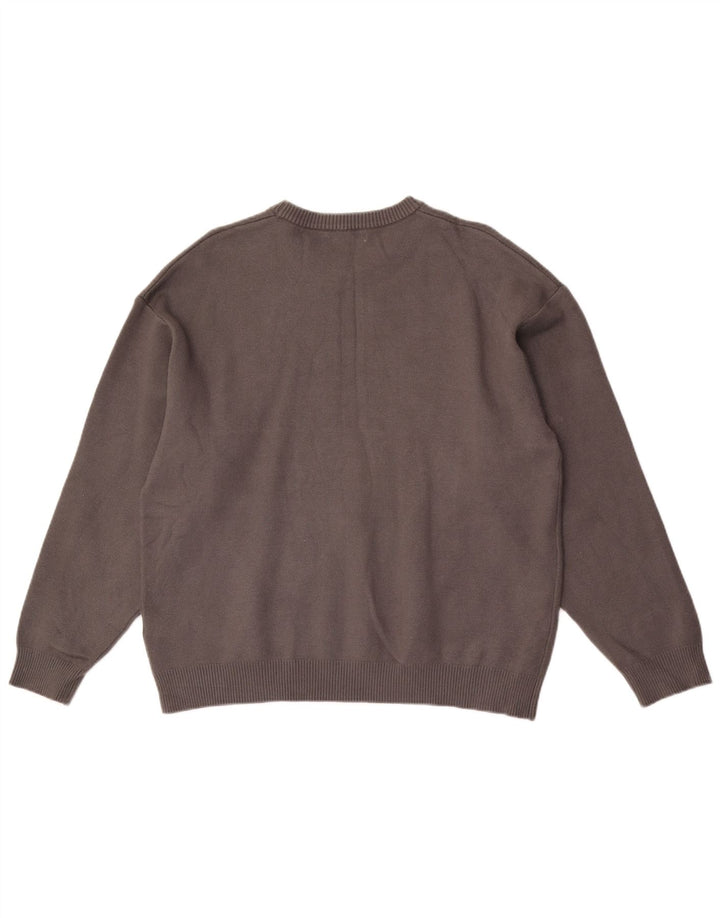Męski sweter z okrągłym dekoltem ZARA, duży, szary, wiskoza