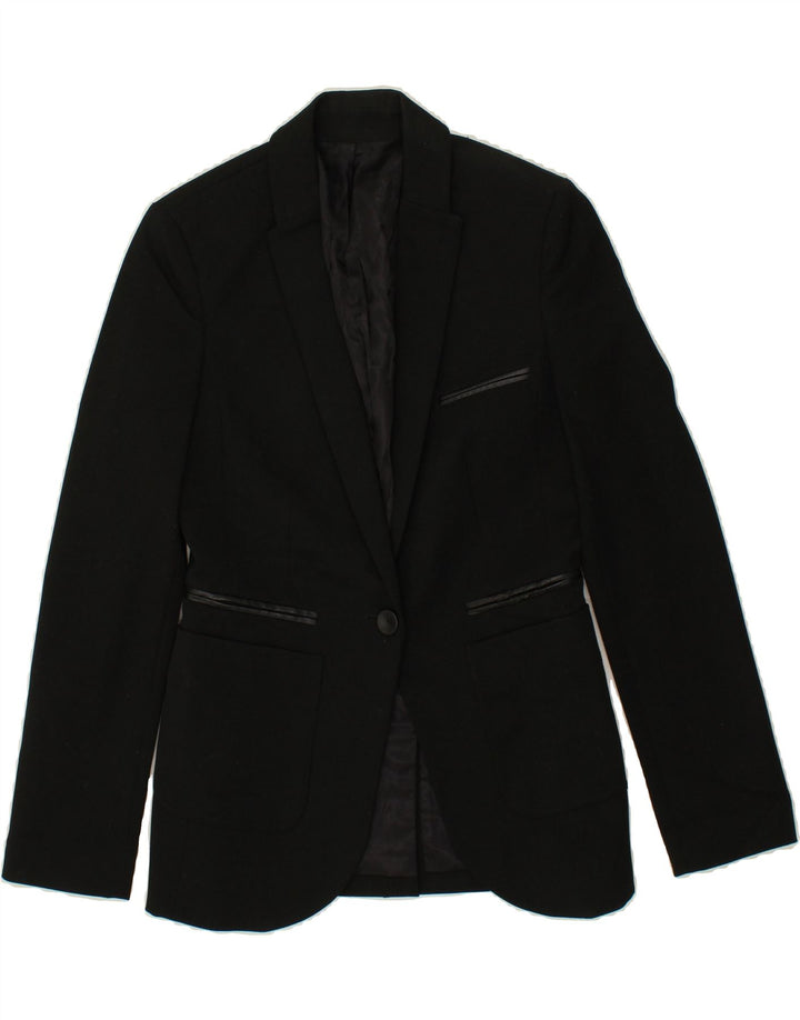 WHISTLES Womens 1 Button Blazer Jacket UK 6 XS Black Polyester | Vintage Whistles | Thrift | Second-Hand Whistles | Used Clothing | Messina Hembry 