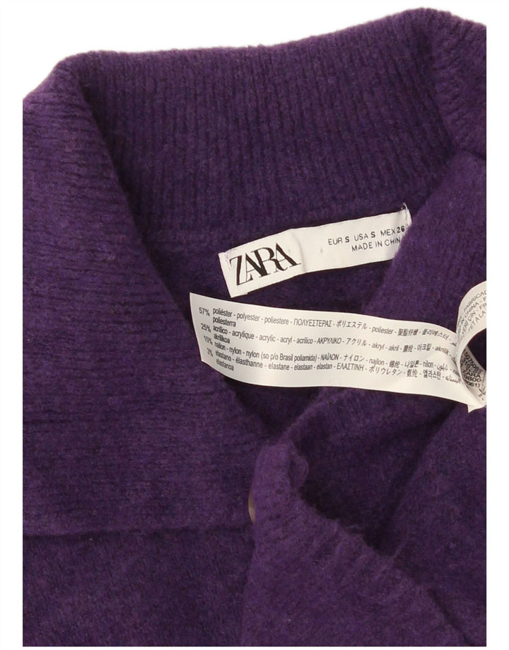 Damski sweter o przedłużonym fasonie Zara UK 10, mały, fioletowy poliester