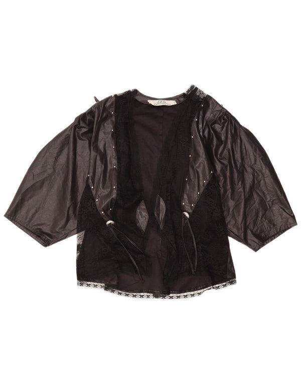 Damski kardigan z rękawem 3/4 w stylu VINTAGE, UK 10, mały, czarny