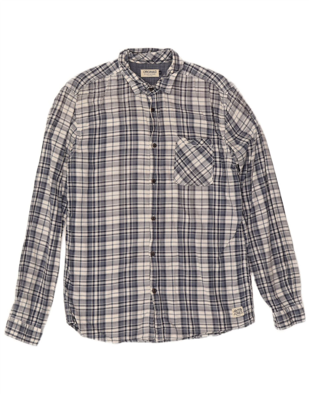 Koszula męska Jack & Jones, bawełniana, w dużą niebieską kratkę