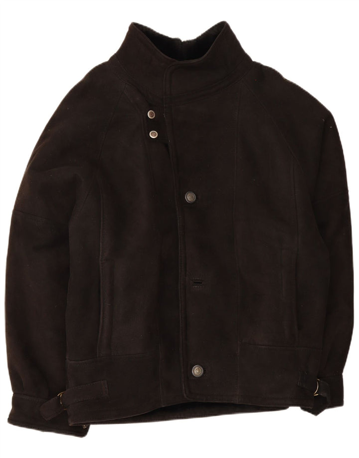 Męska kurtka shearling w stylu vintage IT 50 duża czarna