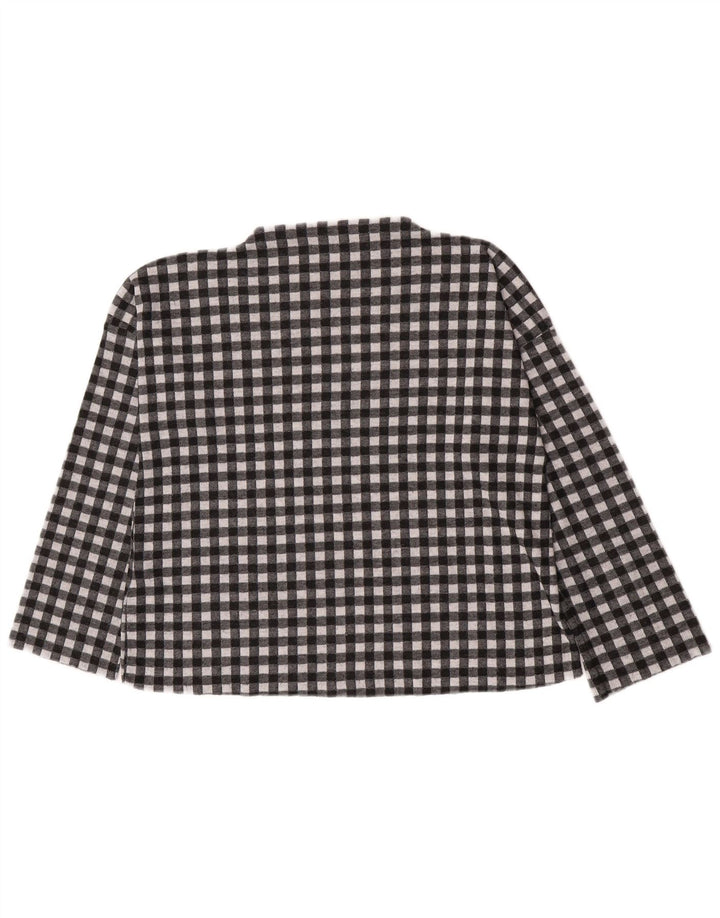 Damski top oversize Zara z długim rękawem, UK 10, mały, czarny, poliester w kratkę