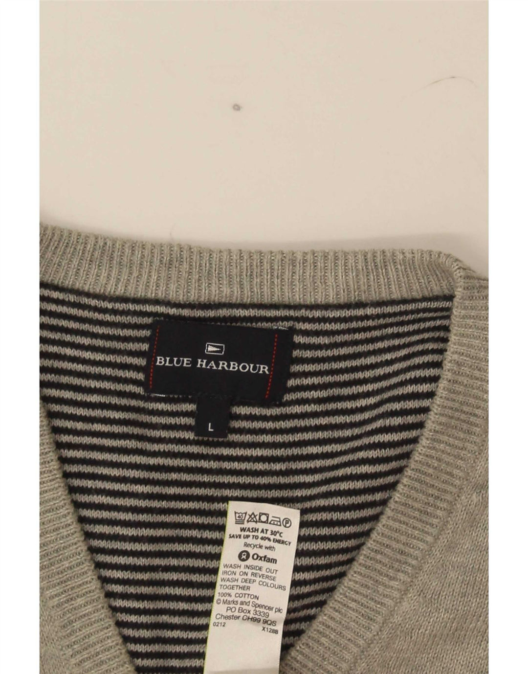 Marks & Spencer Męski podkoszulek w kolorze niebieskim z kamizelką Harbour, duży, szary, bawełniany