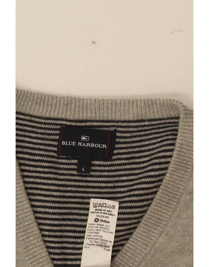 Marks & Spencer Męski podkoszulek w kolorze niebieskim z kamizelką Harbour, duży, szary, bawełniany