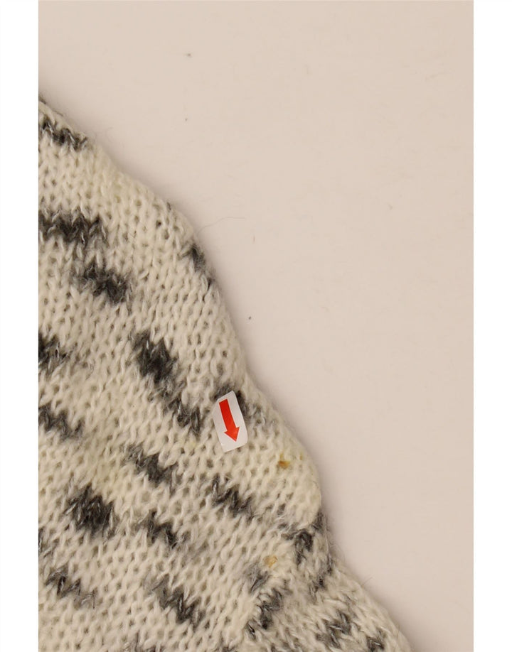 Damski sweter ZARA z okrągłym dekoltem UK 16, duży, w kolorze złamanej bieli, nakrapiany