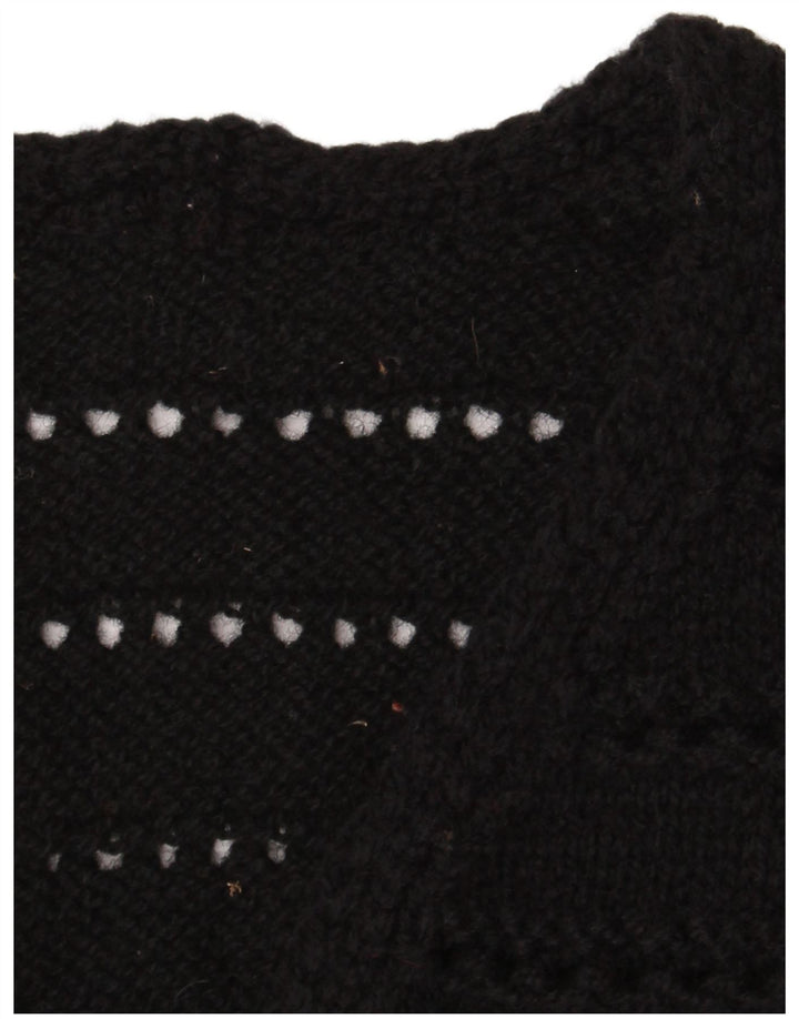 Sweter damski bez rękawów w stylu vintage, UK 12, średni czarny