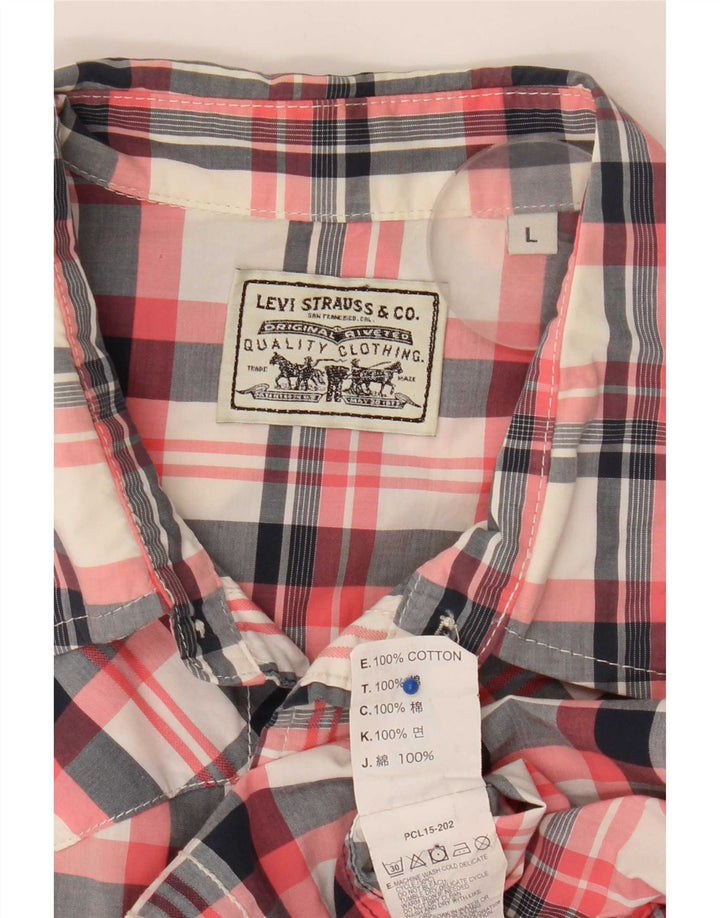 Koszula męska z krótkim rękawem Levi's, duża, wielobarwna, bawełniana krata w stylu western