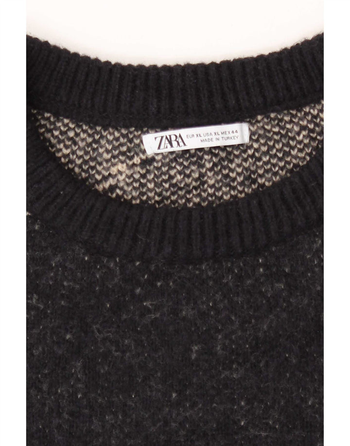 Męski sweter z okrągłym dekoltem Zara XL w czarne paski