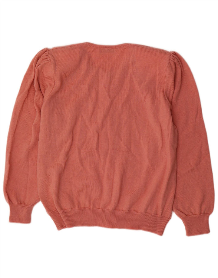 Sweter damski w stylu vintage, UK 16, duży, różowy, wełniany
