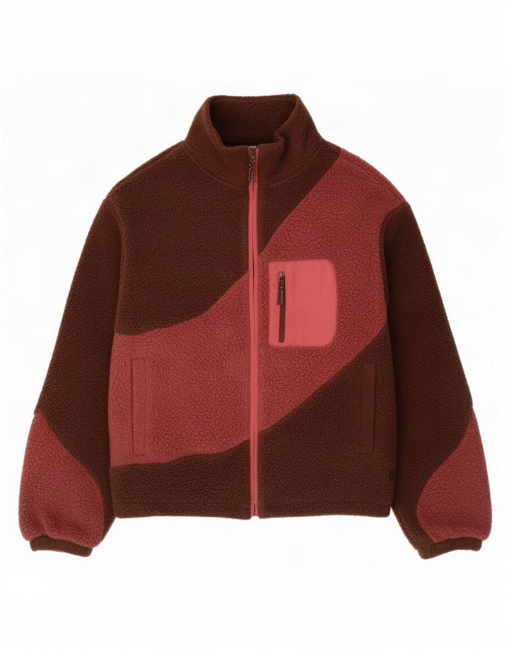 Marks & Spencer Damska kurtka polarowa oversize UK 8 Small Brown Colorblock