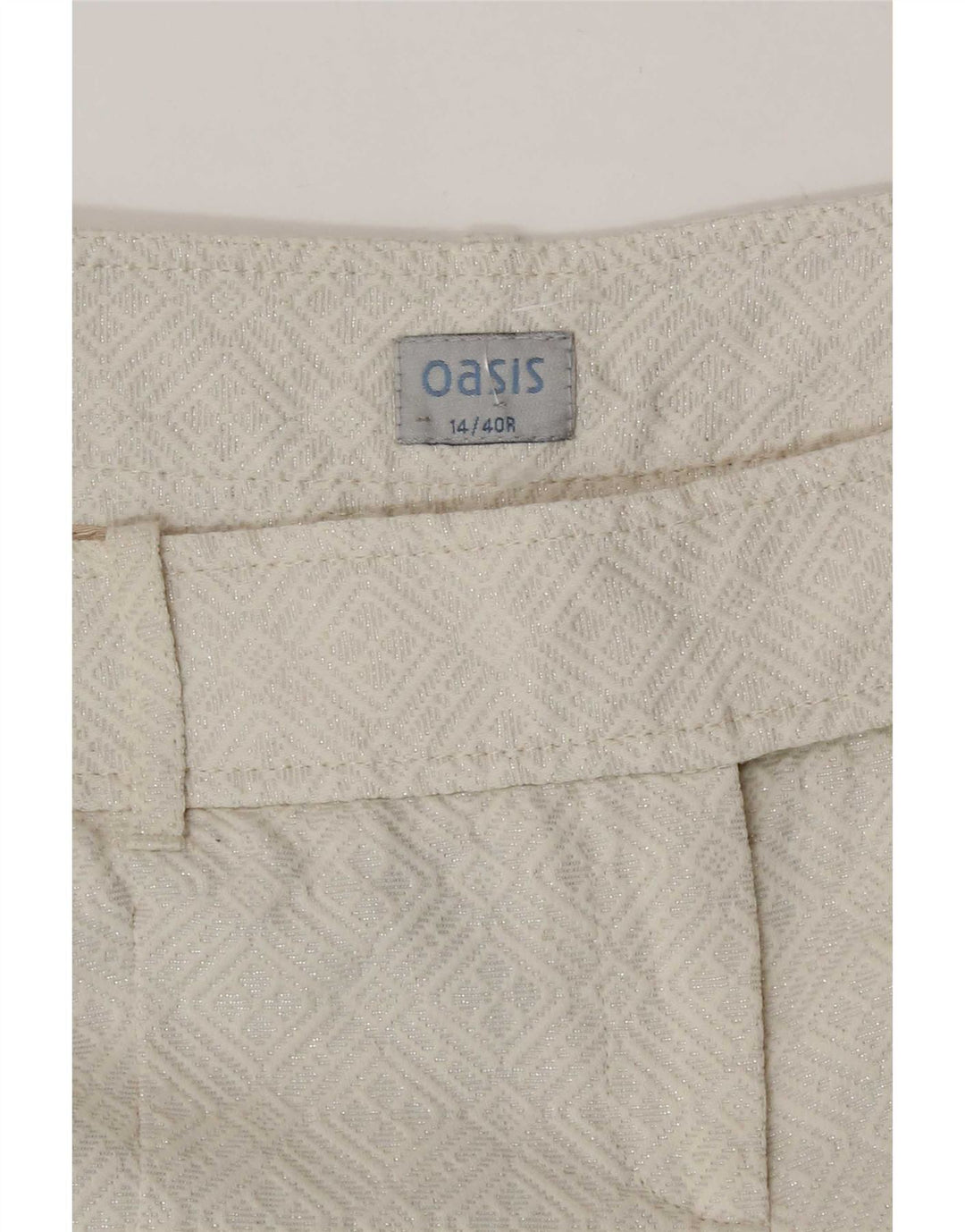 Damskie bermudy Oasis UK 14 Medium W32 Biała geometryczna bawełna
