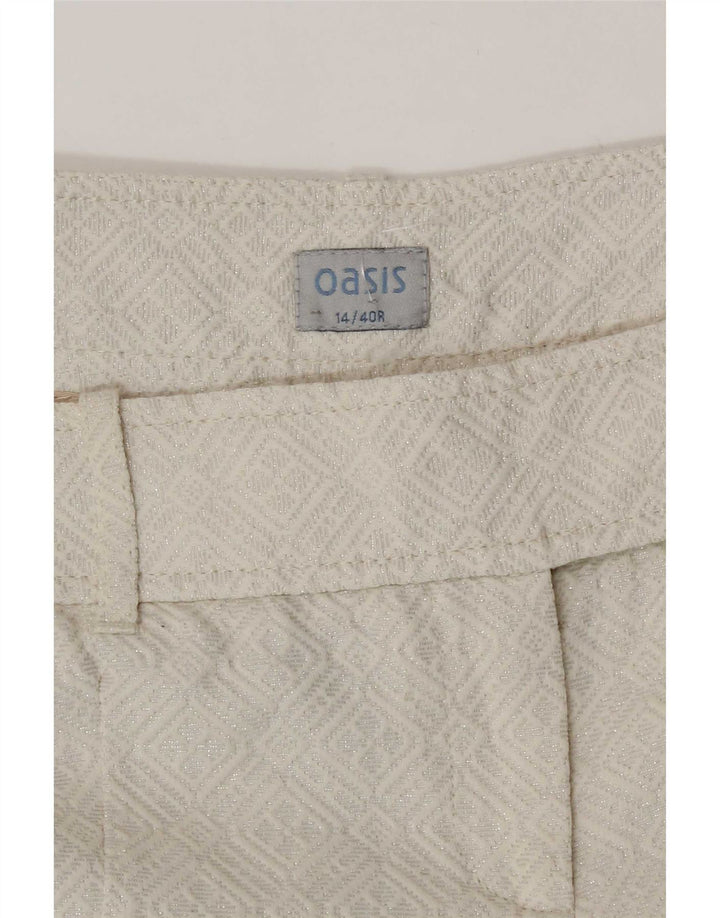 Damskie bermudy Oasis UK 14 Medium W32 Biała geometryczna bawełna