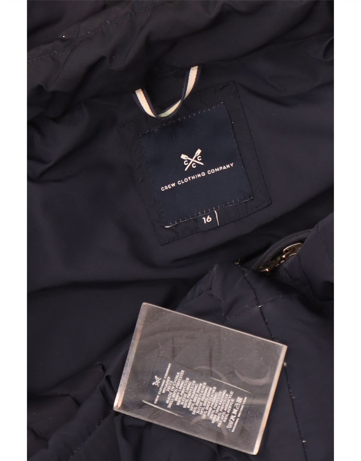 Crew Clothing Damska ocieplana kurtka z kapturem UK 16, duża, granatowa, poliester