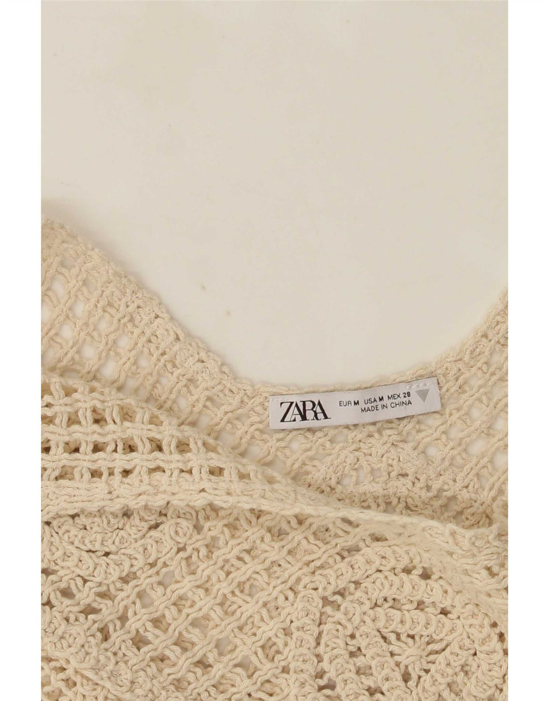 Damski top na ramiączkach Crochet Crochet Zara UK 12 średni beż