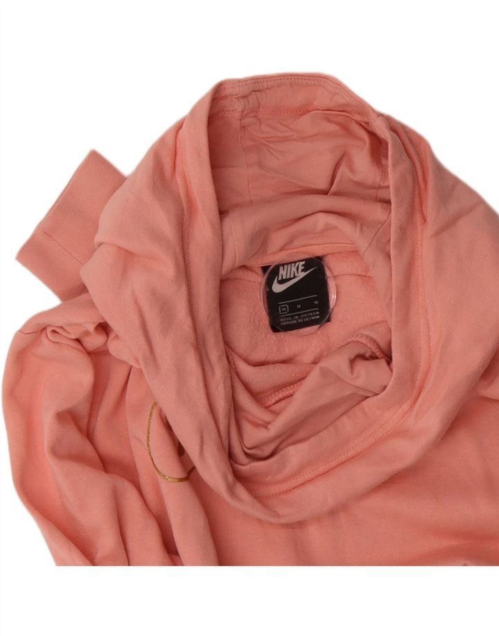 NIKE Womens Graphic Hoodie Jumper UK 14 Medium Pink Rayon Vintage Nike and Second-Hand Nike from Messina Hembry 