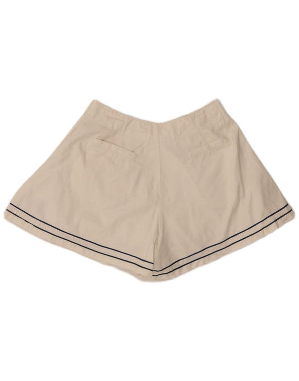 Spodenki damskie w stylu vintage, średnie W28 w kolorze złamanej bieli, bawełniane