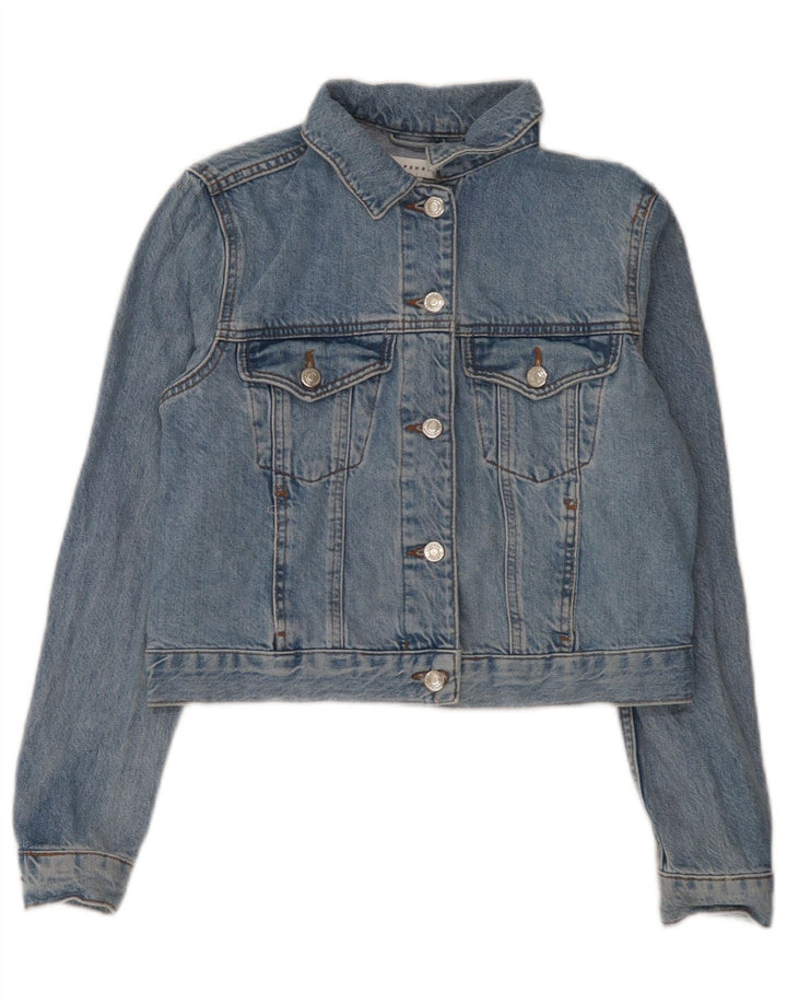 Damska kurtka jeansowa Topshop Crop UK 8, mała, niebieska, bawełniana