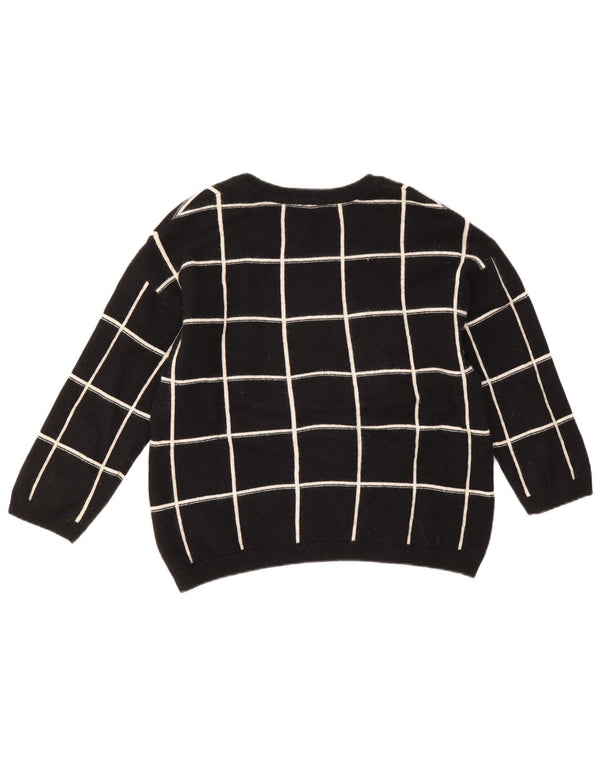 Marks & Spencer Damski sweter z dekoltem w łódkę, UK 14, duża czarna krata