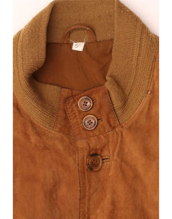 Męska zamszowa kurtka bomber w stylu vintage IT 50, duża brązowa