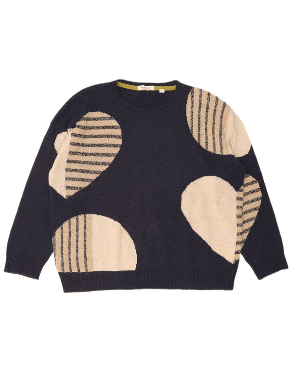 Damski sweter z okrągłym dekoltem White Stuff UK 16, duży, granatowy