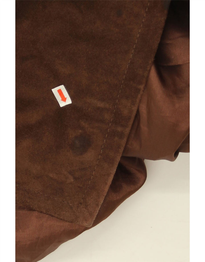 Vintage damski oversize'owy zamszowy płaszcz IT 46, duża brązowa skóra