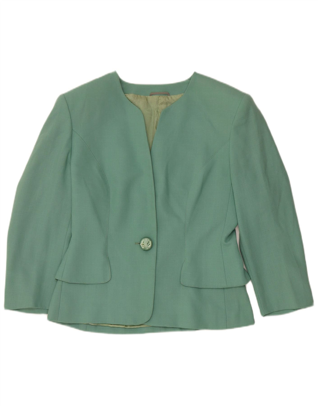 Vintage damski zestaw 2-częściowy z 1 guzikiem UK 12 Medium W28 Zielony octan