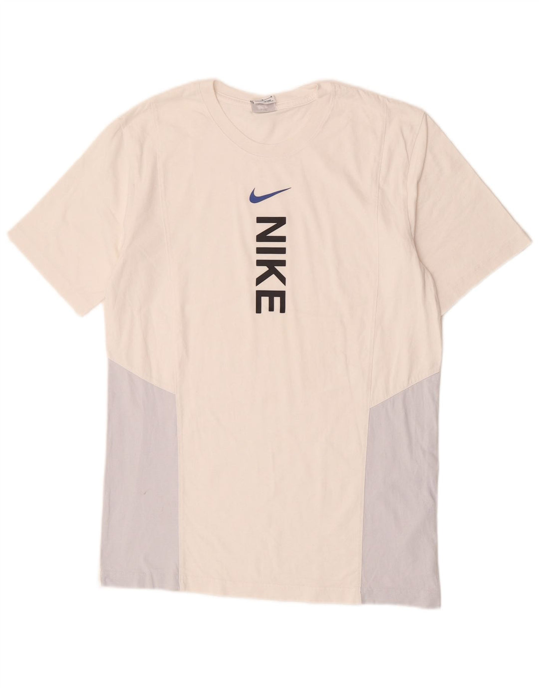 Męska koszulka z grafiką Nike, bawełniana średnia biała koszulka z blokami kolorów