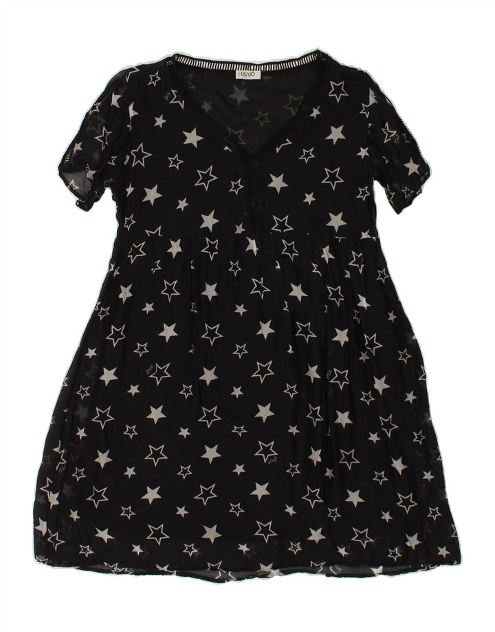 LIU JO Womens Graphic A-Line Dress UK 12 Medium Black Geometric Vintage Liu Jo and Second-Hand Liu Jo from Messina Hembry 