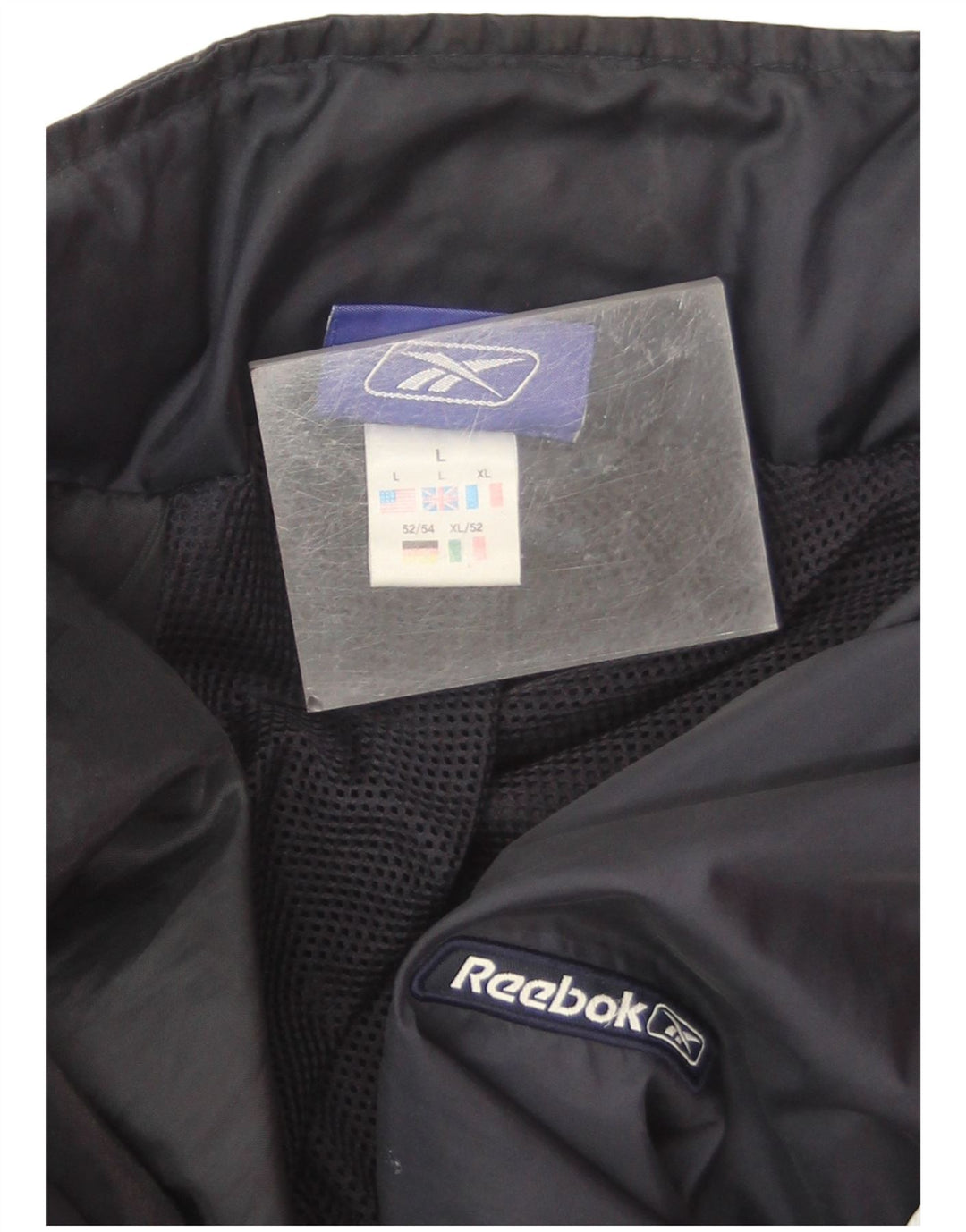 Męska kurtka przeciwdeszczowa Reebok UK 40, duża, granatowa, nylonowa